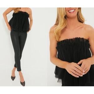 Womens Hyacinth House Black Willa Tulle Strapless Babydoll Blouse Size XXS EUC!